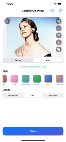 Colorize old photo iPhone screenshot