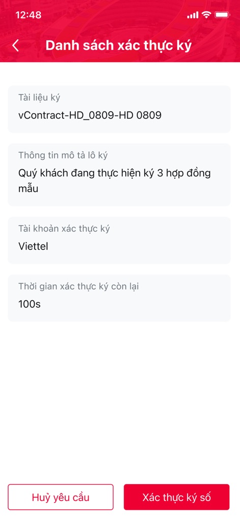 MySign - View the comprehensive details of a signing request, including the document name and a countdown timer for authentication.