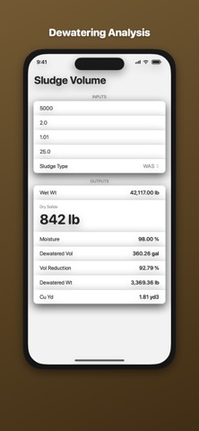 Sludge Dewatering Calculator のスクリーンショット