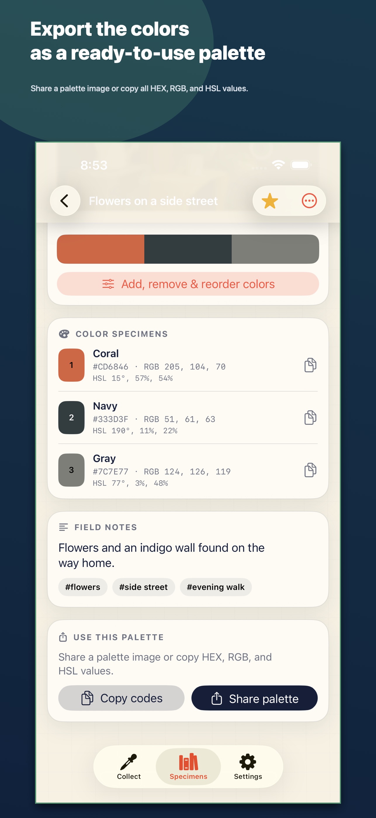 Screenshot 6 of Color Specimens: Fieldbook