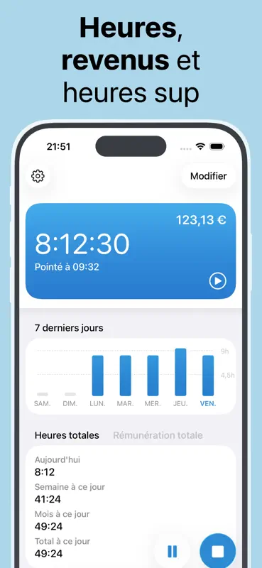 Pointeuse heures et salaire screenshot 1 of 7