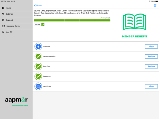 AAPM&R Learn iPad screenshot 4 - Medical app