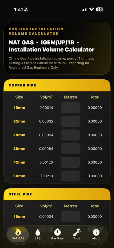 Pro Gas Volume Calculator screenshot 1 of 4