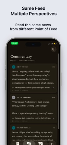Point of Feed: AI Commentary iPhone screenshot