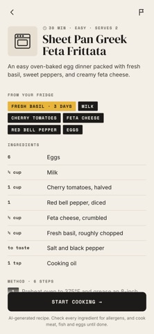 Fridge Chef: Recipe Ideas iPhone screenshot