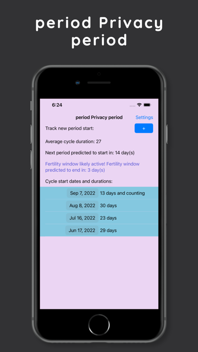 period Privacy period Screenshot