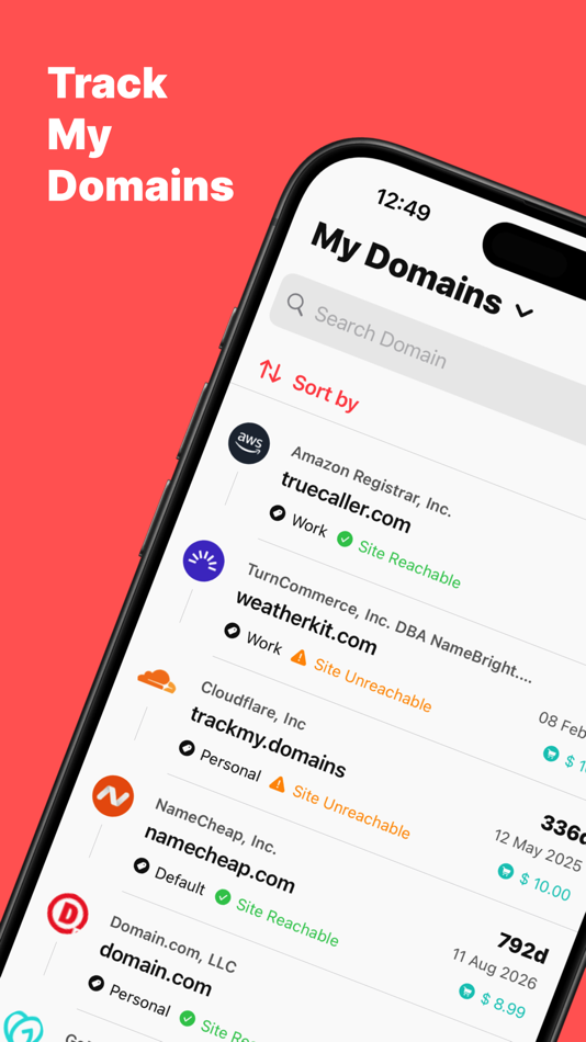 #1. Track My Domains (iOS) 由: KACPER KWAPISZ