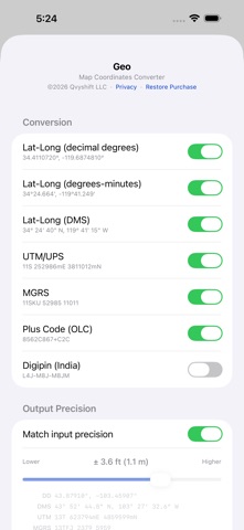 Geo: Convert GPS Coordinates iPhone screenshot