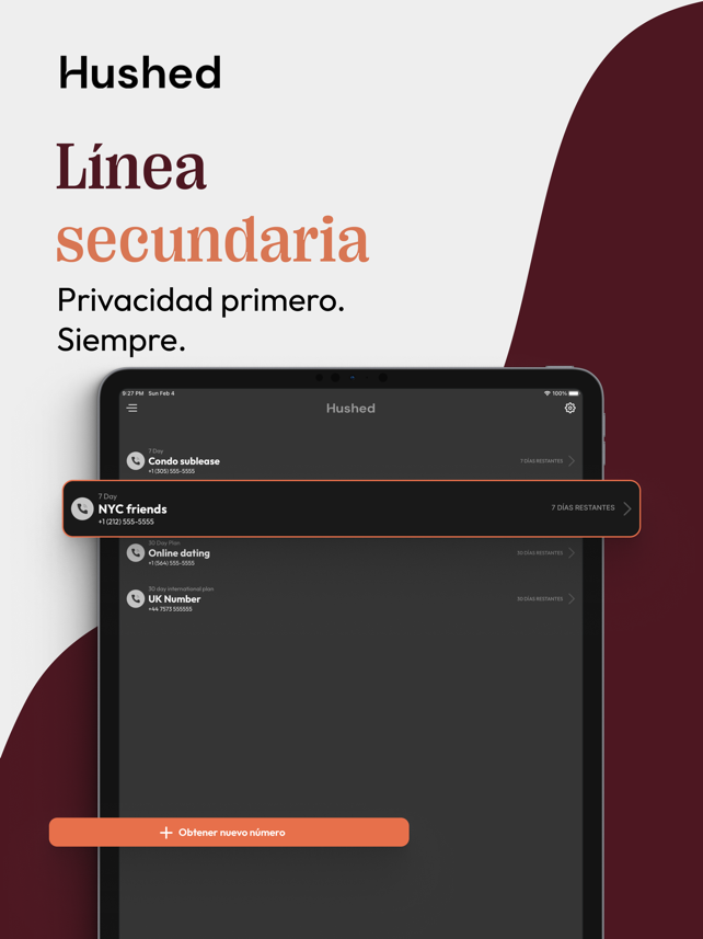 Hushed: US Second Phone Number Screenshot