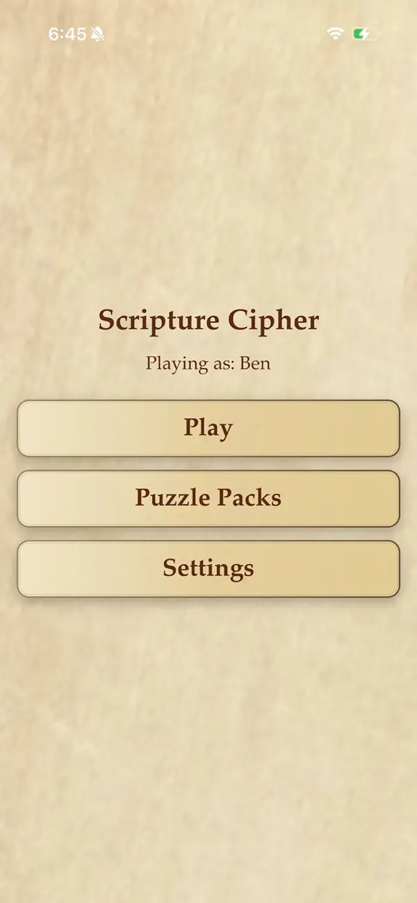 #1. Scripture Cipher (iOS) Ved: Benjamin Woodring