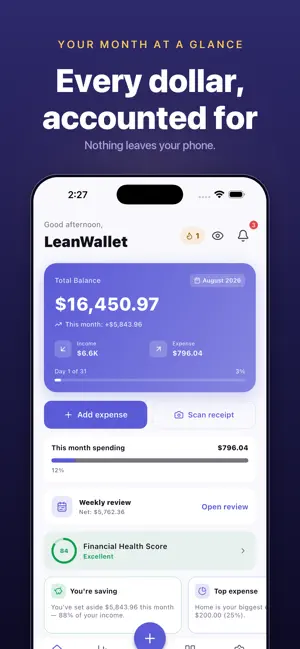 LeanWallet: Budget & Expenses screenshot 1
