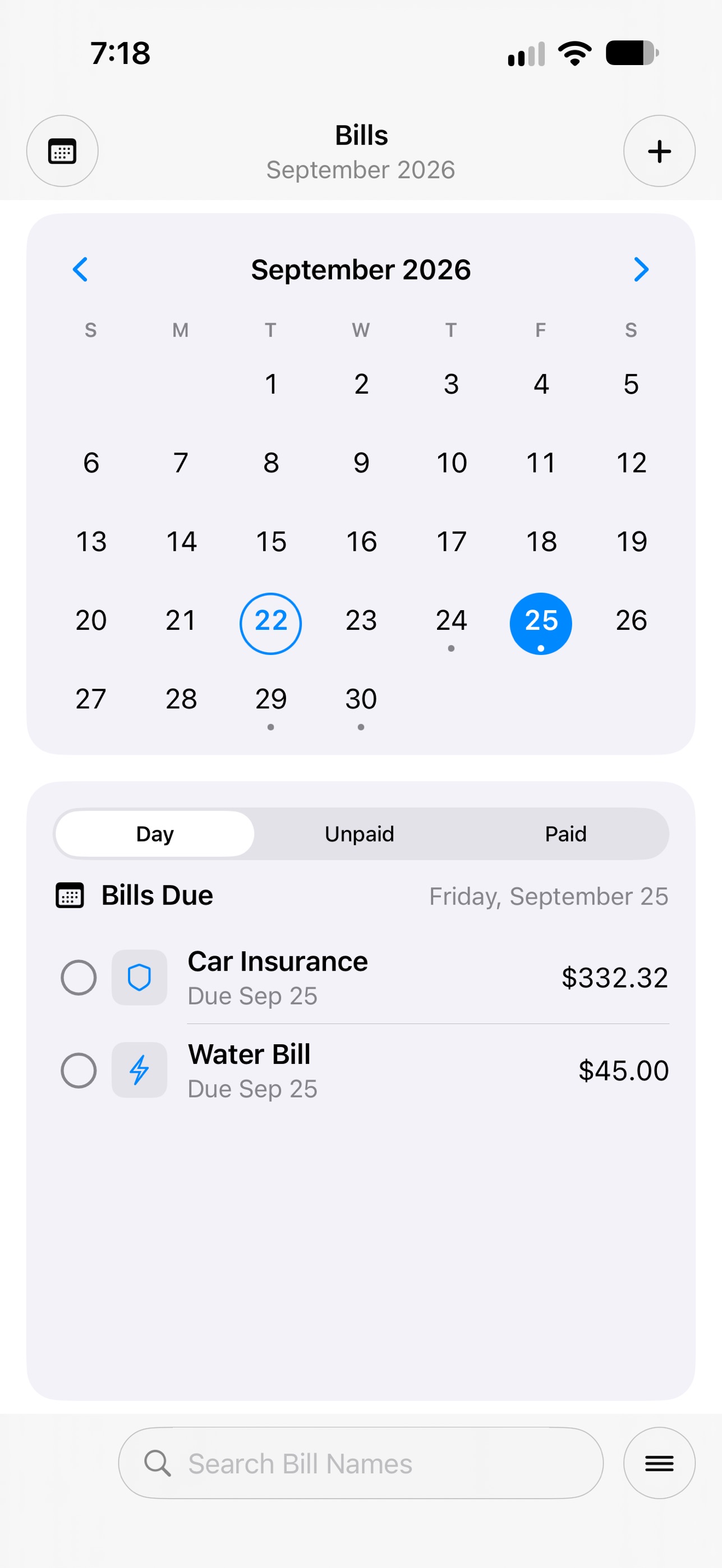 Screenshot 2 of Onyx Bill Organizer