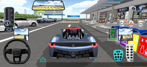 3D Driving Class - Master complex maneuvers like parking with multiple camera views, providing comprehensive visibility from rearview mirrors and side cameras, all while using the integrated virtual controls.