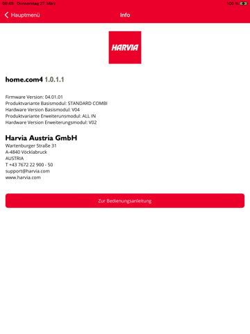 Harvia home.com4 app screenshot 3