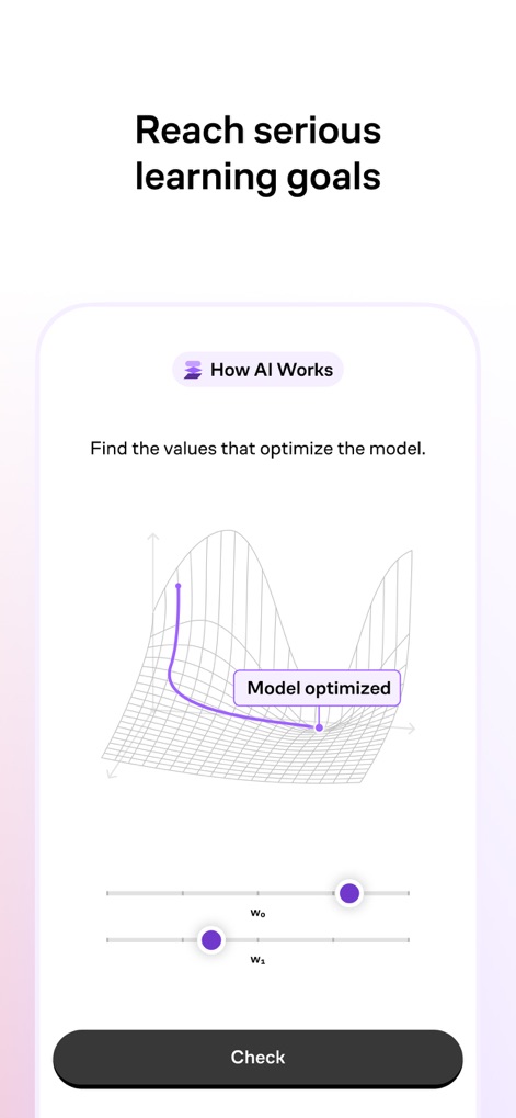 Brilliant: Learn by doing - Complex topics like AI optimization are made accessible through interactive 3D graphs and adjustable sliders for parameter manipulation.