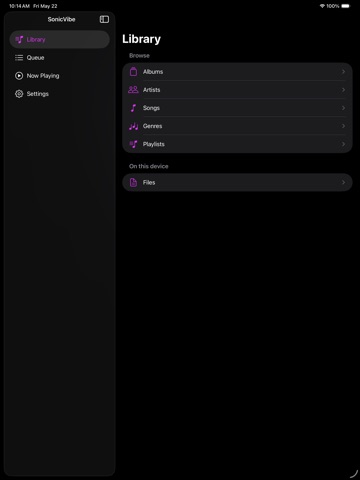 SonicVibe Music Player iPad screenshot