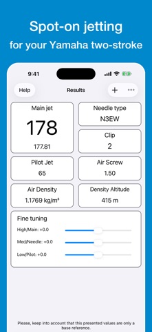 Jetting for Yamaha YZ 2T bikes app screenshot