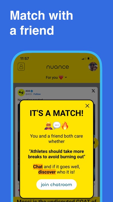 Nuance - Tinder for Hot Takes iPhone screenshot 2 - Social Networking app
