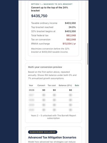Roth Conversion Calculator iPad screenshot