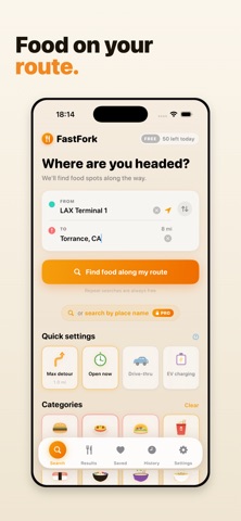 FastFork: Find Food On The Way iPhone screenshot