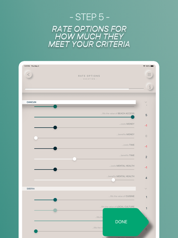 ValYou: For Life's Decisions iPad screenshot 8 - Productivity app