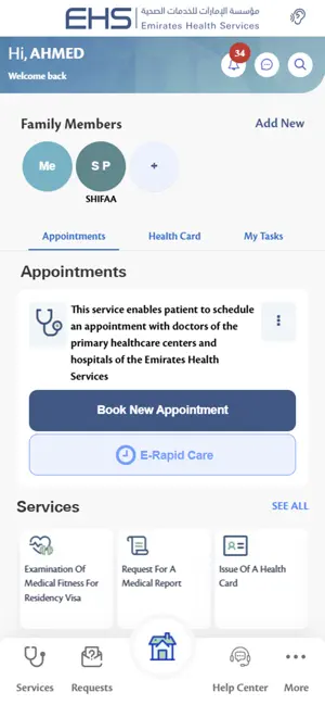 Emirates Health Services iPhone screenshot 1