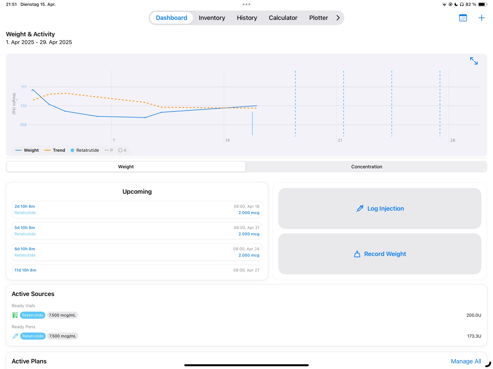 Peptide Log ipad screenshot 1