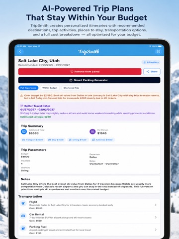 TripSmith: AI Trip Planner iPad screenshot