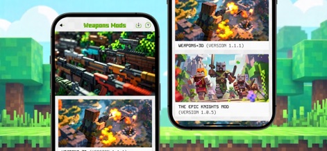 Mods for Minecraft PE ㅤ - La galería de mods de armas ofrece una amplia selección, desde impresionantes imágenes de armas de fuego modernas hasta detallados personajes de caballeros medievales, para enriquecer el combate.