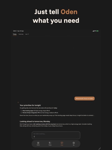 Oden — AI Todo Assistant iPad screenshot