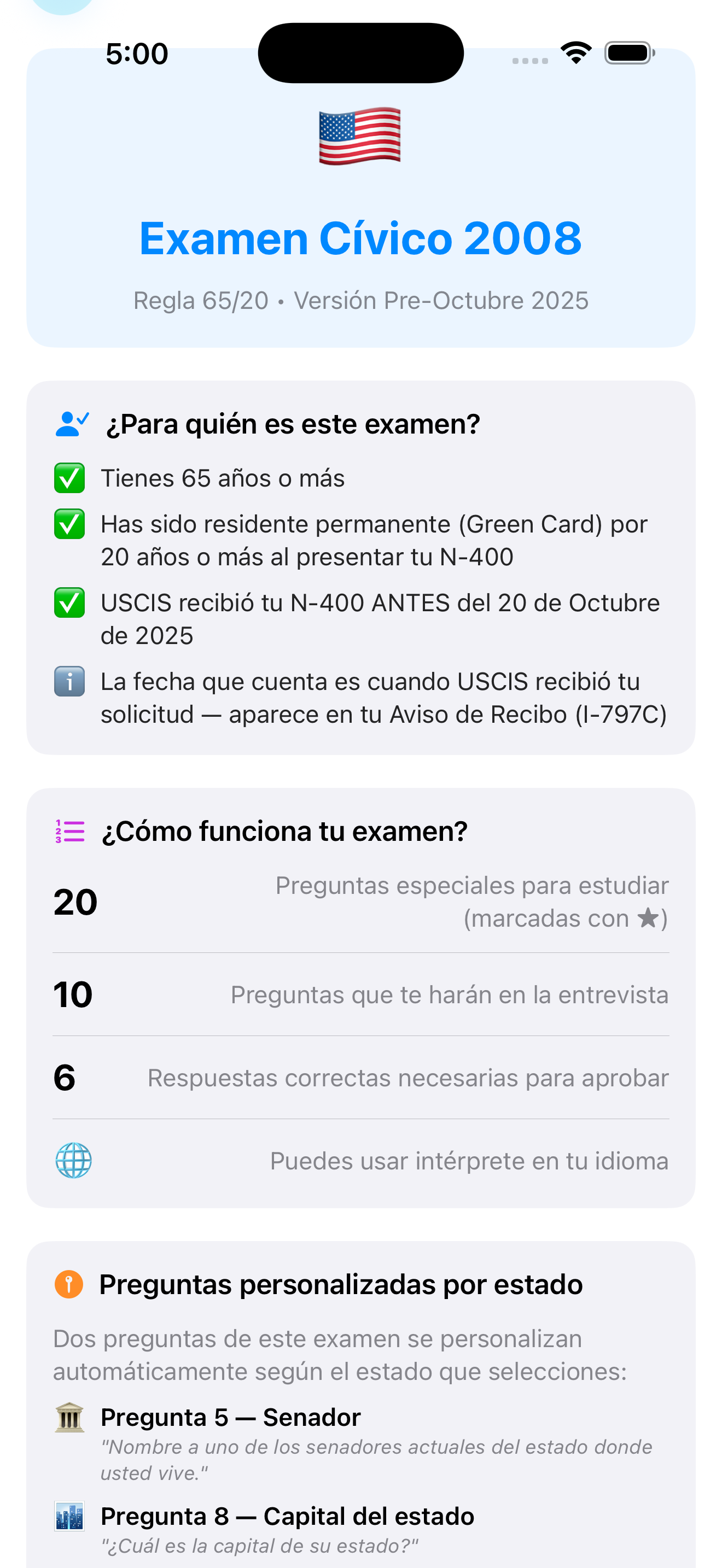 Ciudadanía USA — Examen Cívico