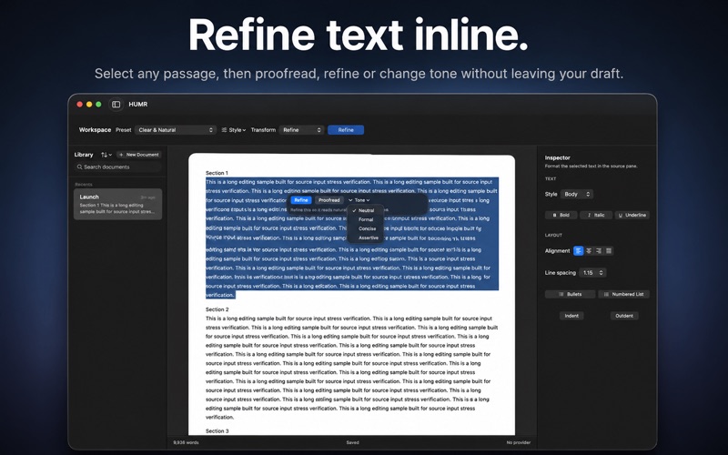 HUMR: AI Writing Refiner screenshot