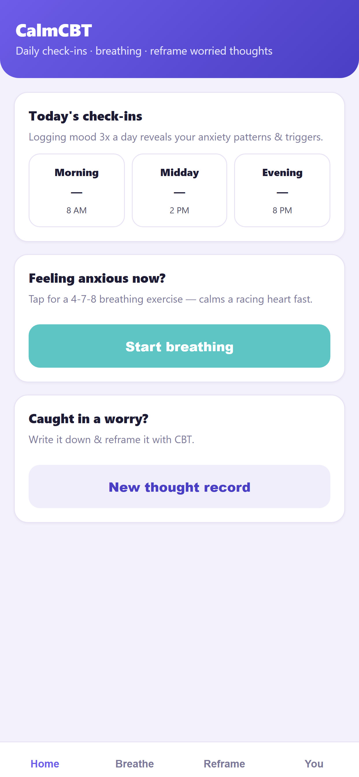 CalmCBT: Anxiety Relief screenshot 2