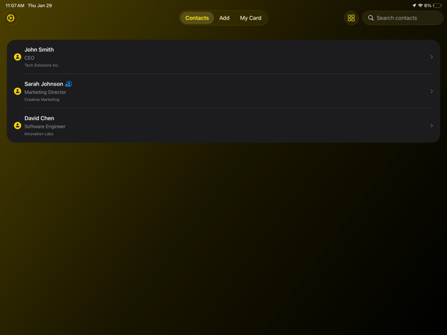 Carte Beam : Carte de visite IA + capture d'écran QR