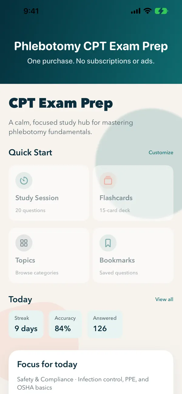 Screenshot #1 pour Phlebotomy Technician ExamPrep