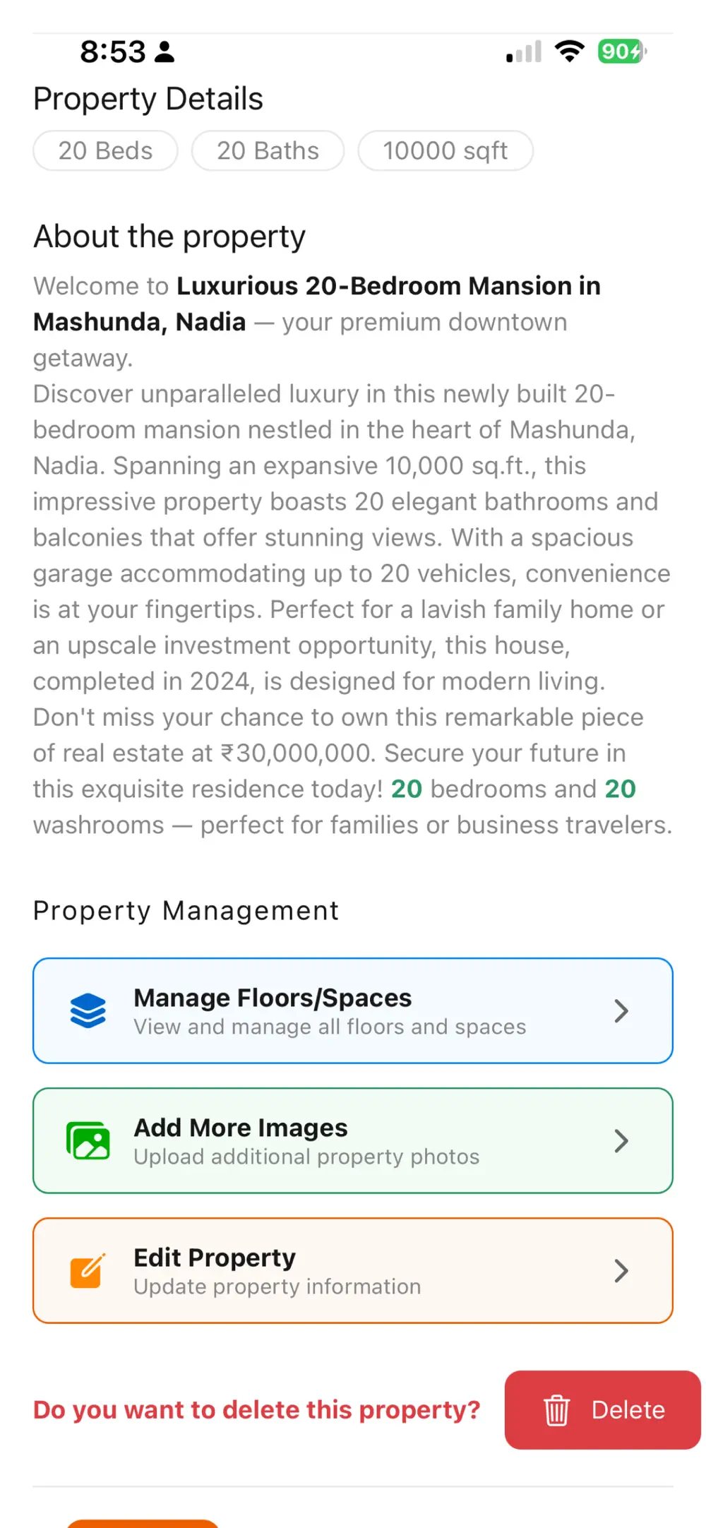 Kaastel app - property details