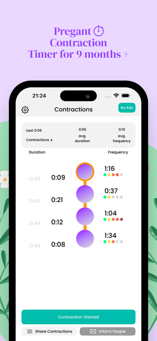 Contraction Timer Plus App 9m Screenshot 1 of 5