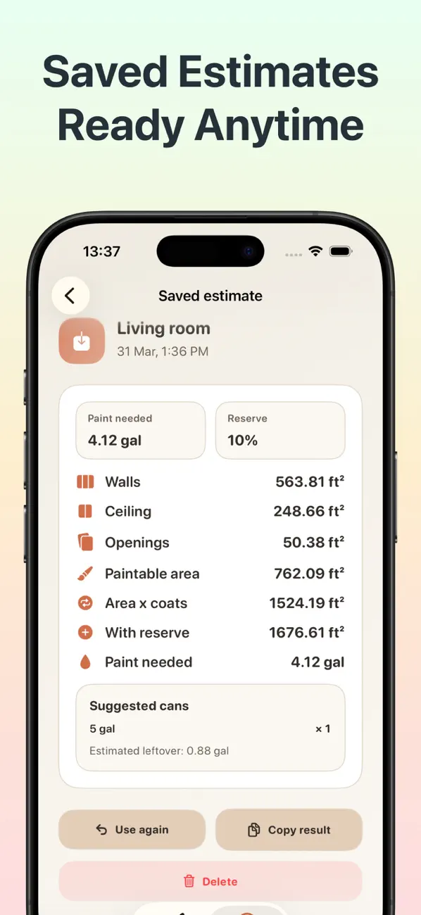 Paint Advisor: Calculator Screenshot 4