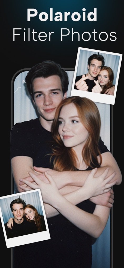 PhotoApp - AI Photo Enhancer - Nutzer können ihren digitalen Bildern einen charmanten Vintage-Ästhetik-Look verleihen, wobei moderne Aufnahmen in ansprechende Sofortbild-Effekte umgewandelt werden.