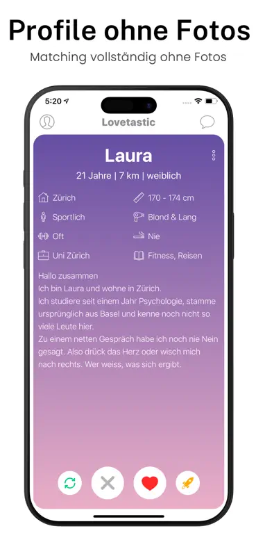 Lovetastic - Dating ohne Foto screenshot 1 of 6