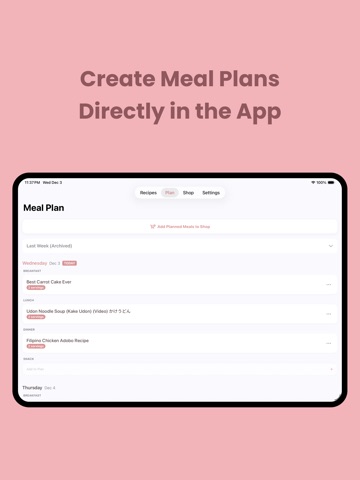 Recipe Mini: Manager & Planner iPad screenshot