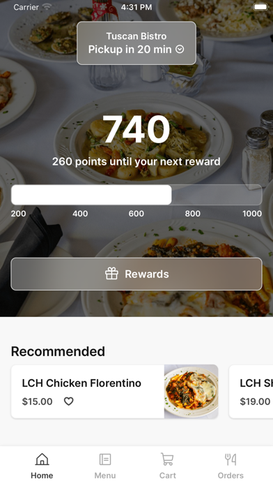 Tuscan Bistro iPhone screenshot 1 - Food & Drink app