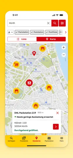 Screenshot von Post & DHL auf dem iPhone 6