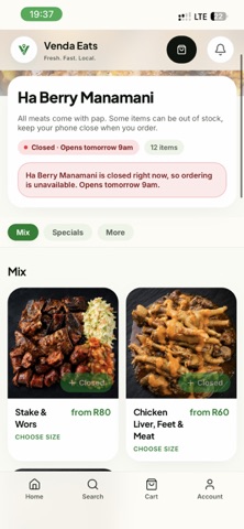 Venda Eats iPhone screenshot 2