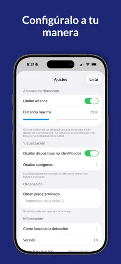 Captura de pantalla de BlueSpotter en iPhone 3