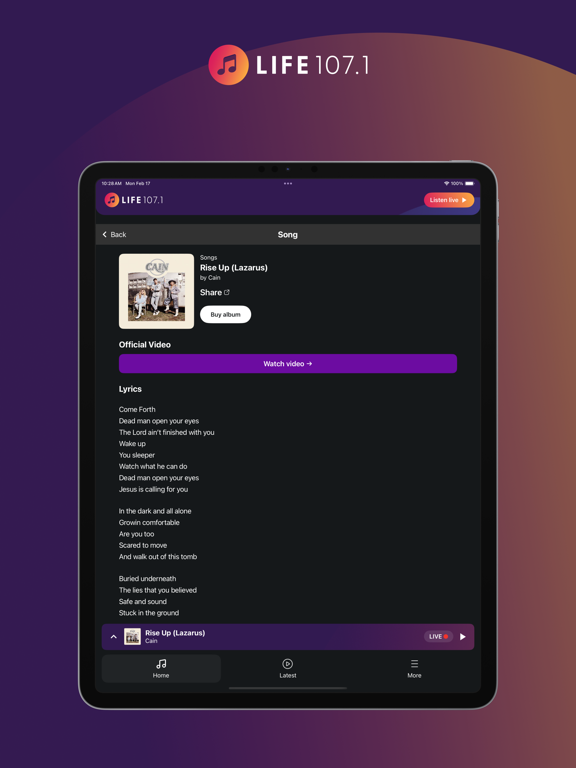 Life 107.1 iPad screenshot 5 - Music app