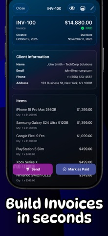 Invoice Generator: Glassica iPhone screenshot