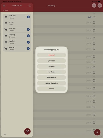 KwikSHOP iPad screenshot