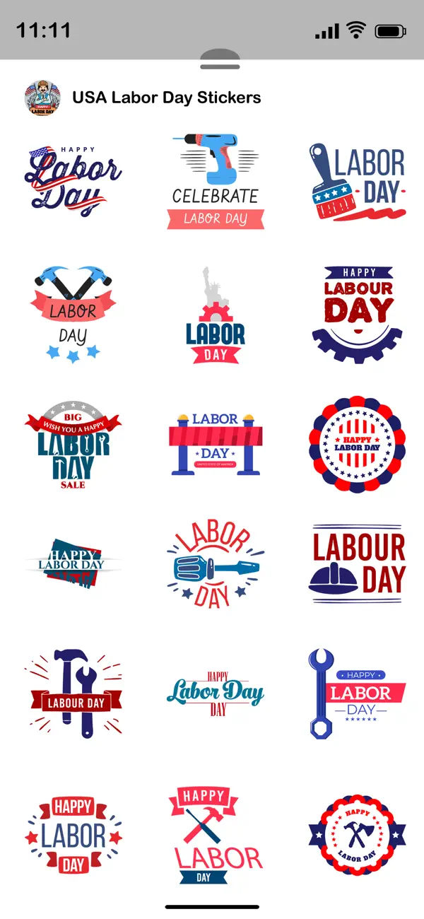 Screenshot #3 pour USA Labor Day Stickers