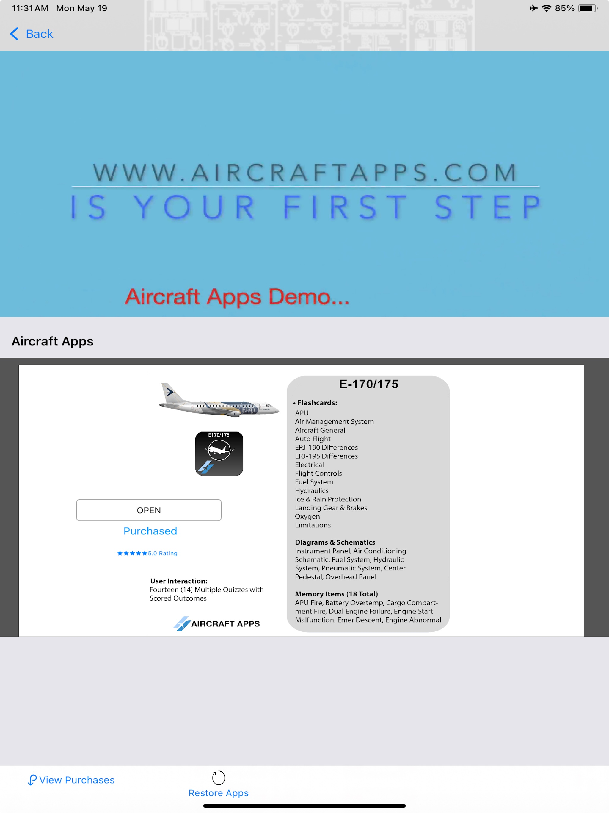 E-170/175 Aircraft Apps